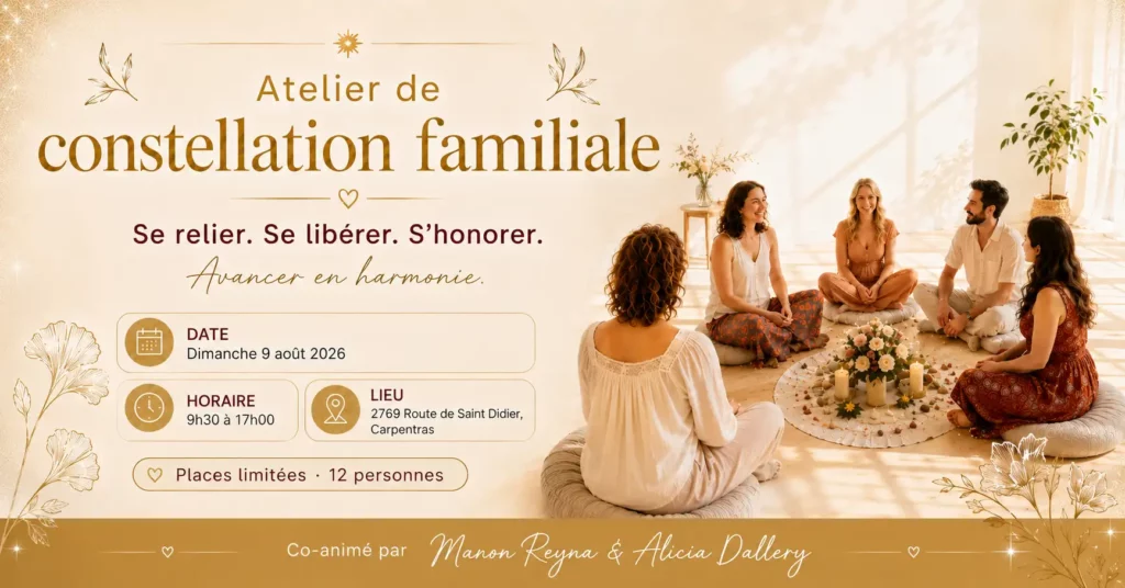 Atelier de constellation familiale à Carpentras le 9 août 2026, animé par Alicia Dallery et Manon Reyna