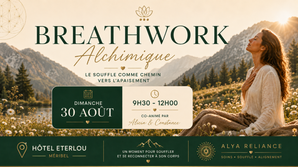 Atelier Breathwork Alchimique à Méribel le dimanche 30 août 2026, co-animé par Alicia et Constance, à l'Hôtel Eterlou